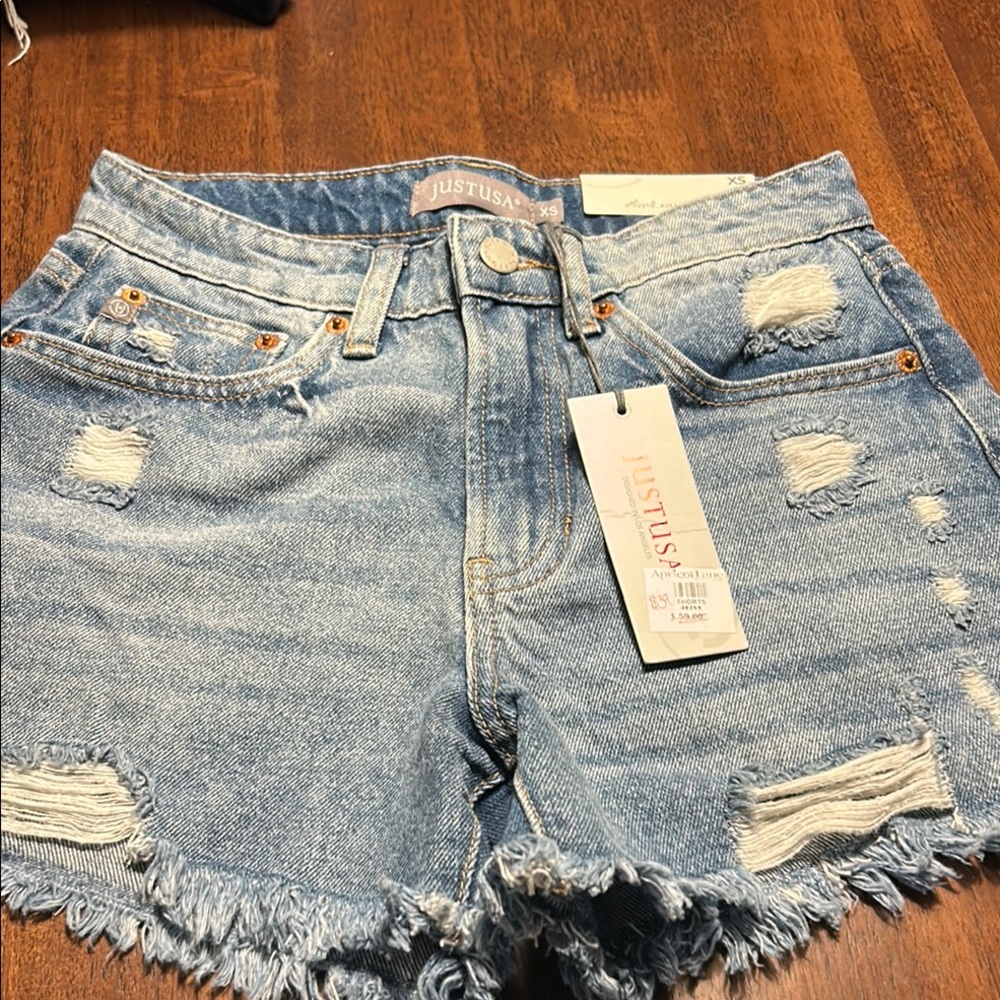 Just USA Light Blue Distressed Jean Shorts